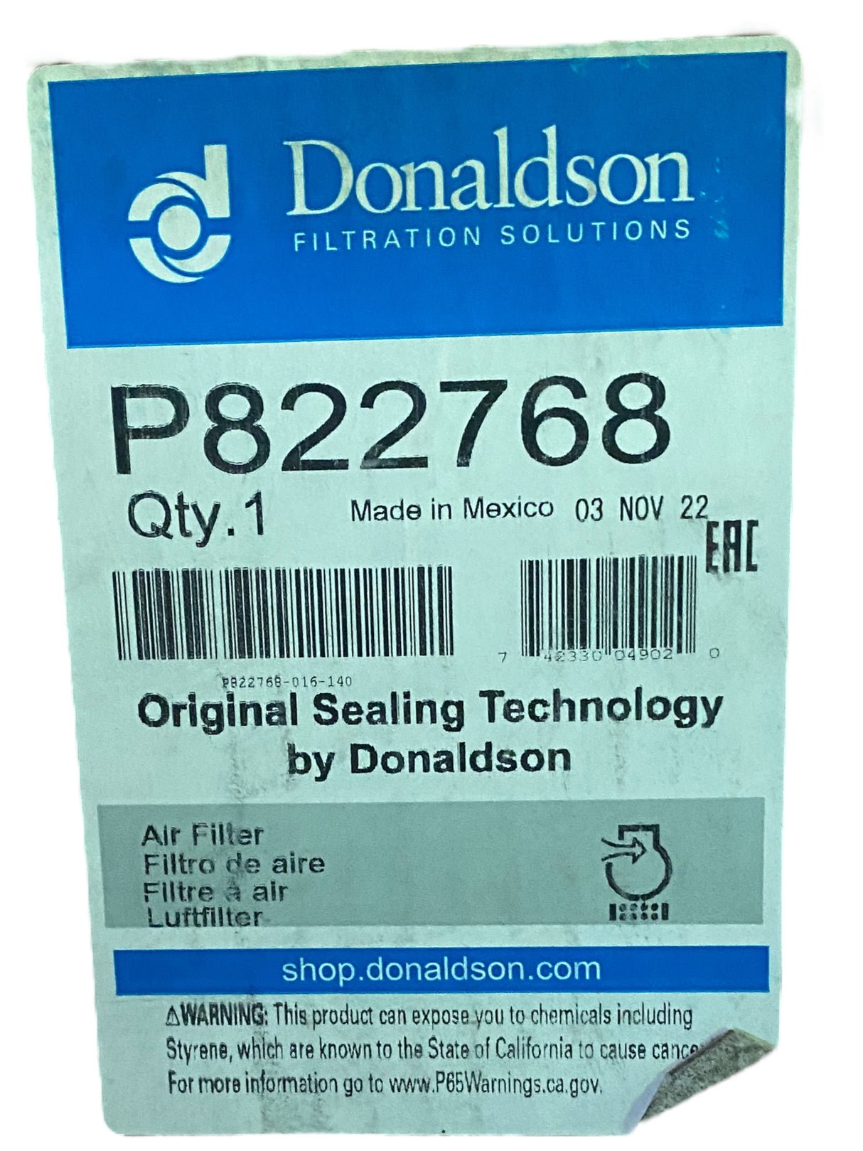 Donaldson, P822768, RadialSeal, Primary Air Filter - Freeman Liquidators - [product_description]