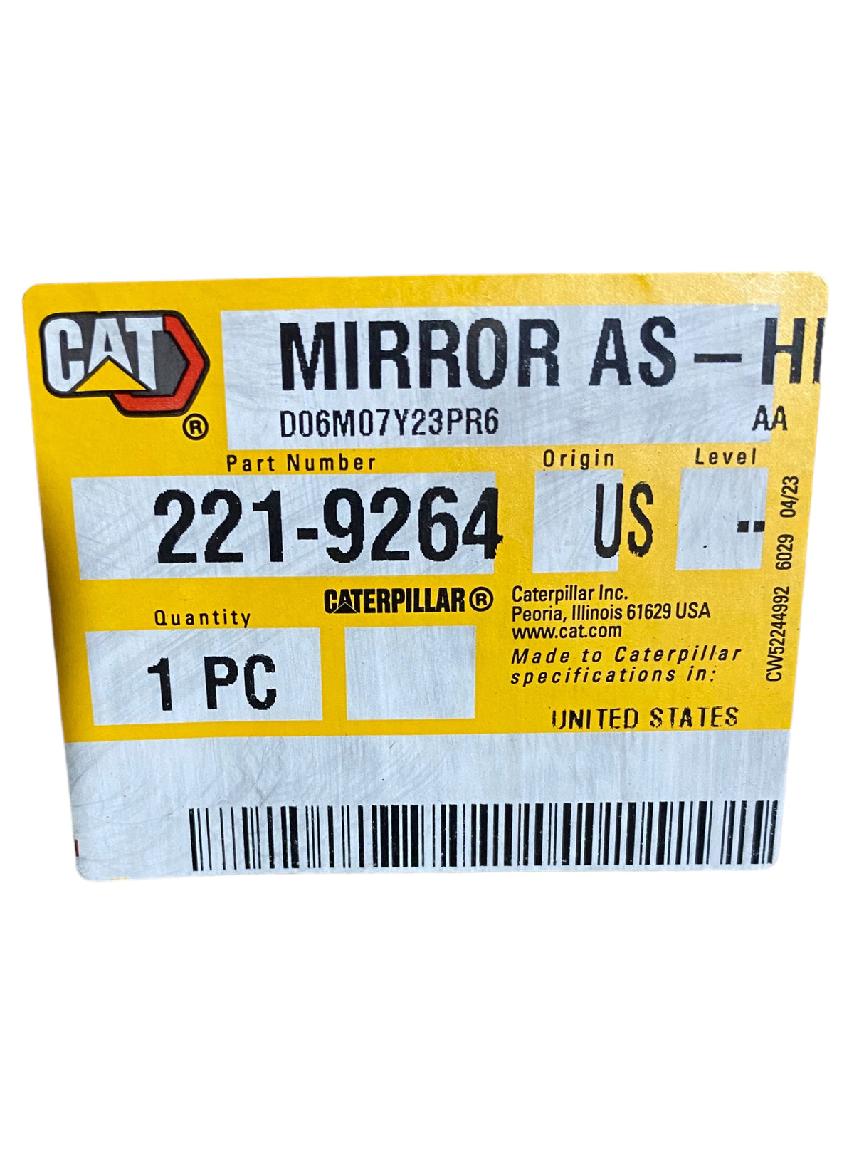 Caterpillar, 221-9264, Volt Heated Mirror - Freeman Liquidators - [product_description]