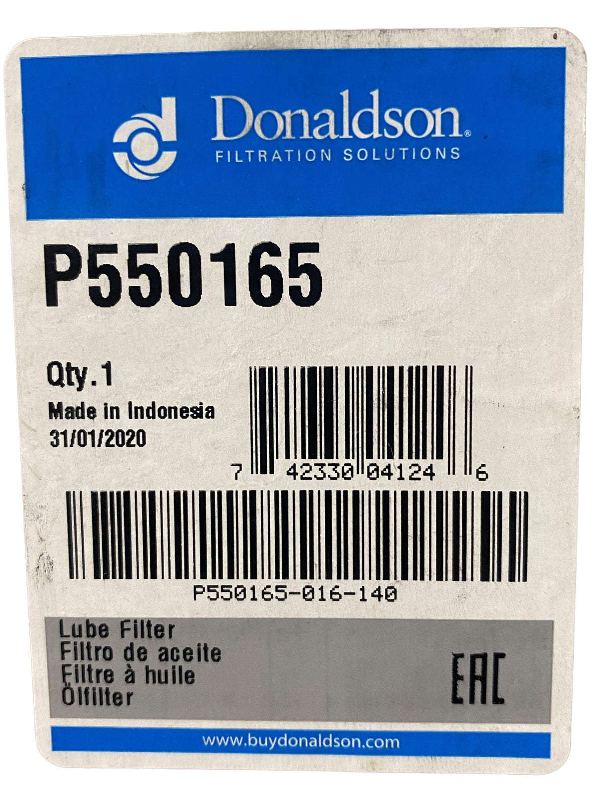 Donaldson, P550165, Lube Filter Cartridge - Freeman Liquidators