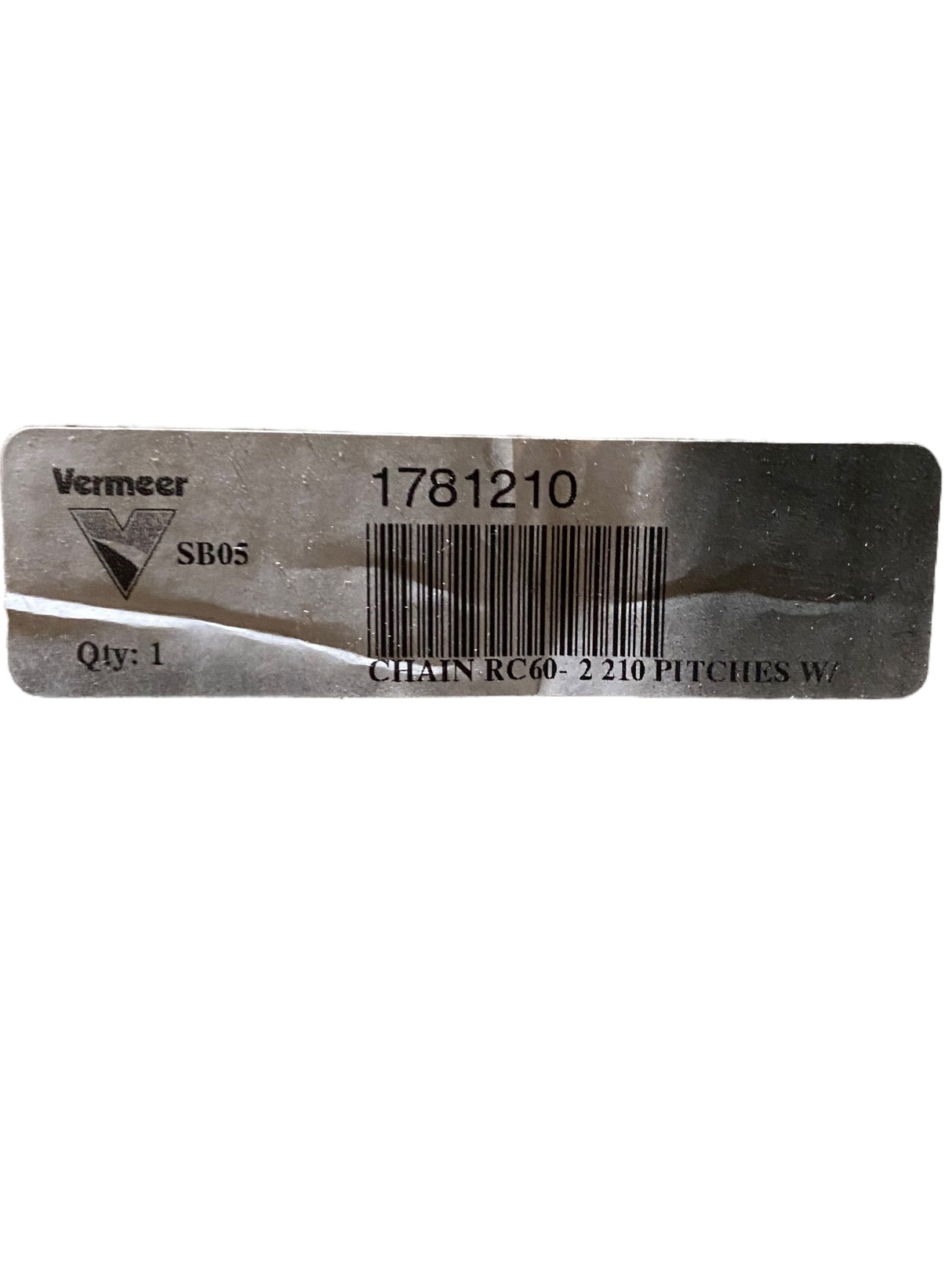 Vermeer, 1781210, Roller Chain, RC60-2 210 Pitches, 10FT - Freeman Liquidators