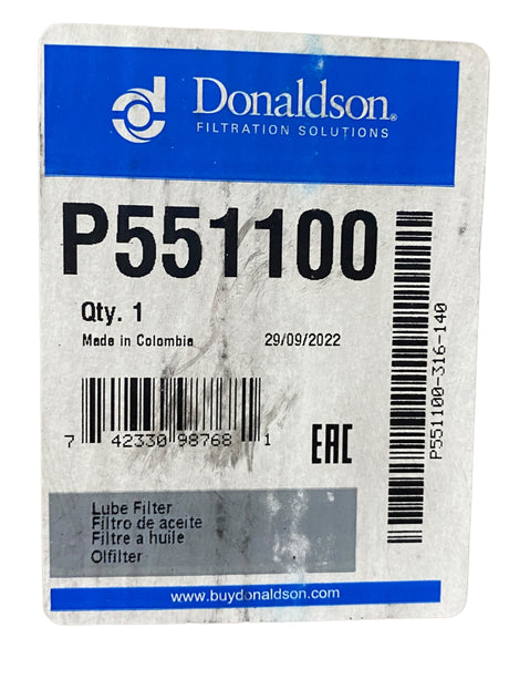 Donaldson, P551100, Full Flow, Spin On, Lube Filter - Freeman Liquidators