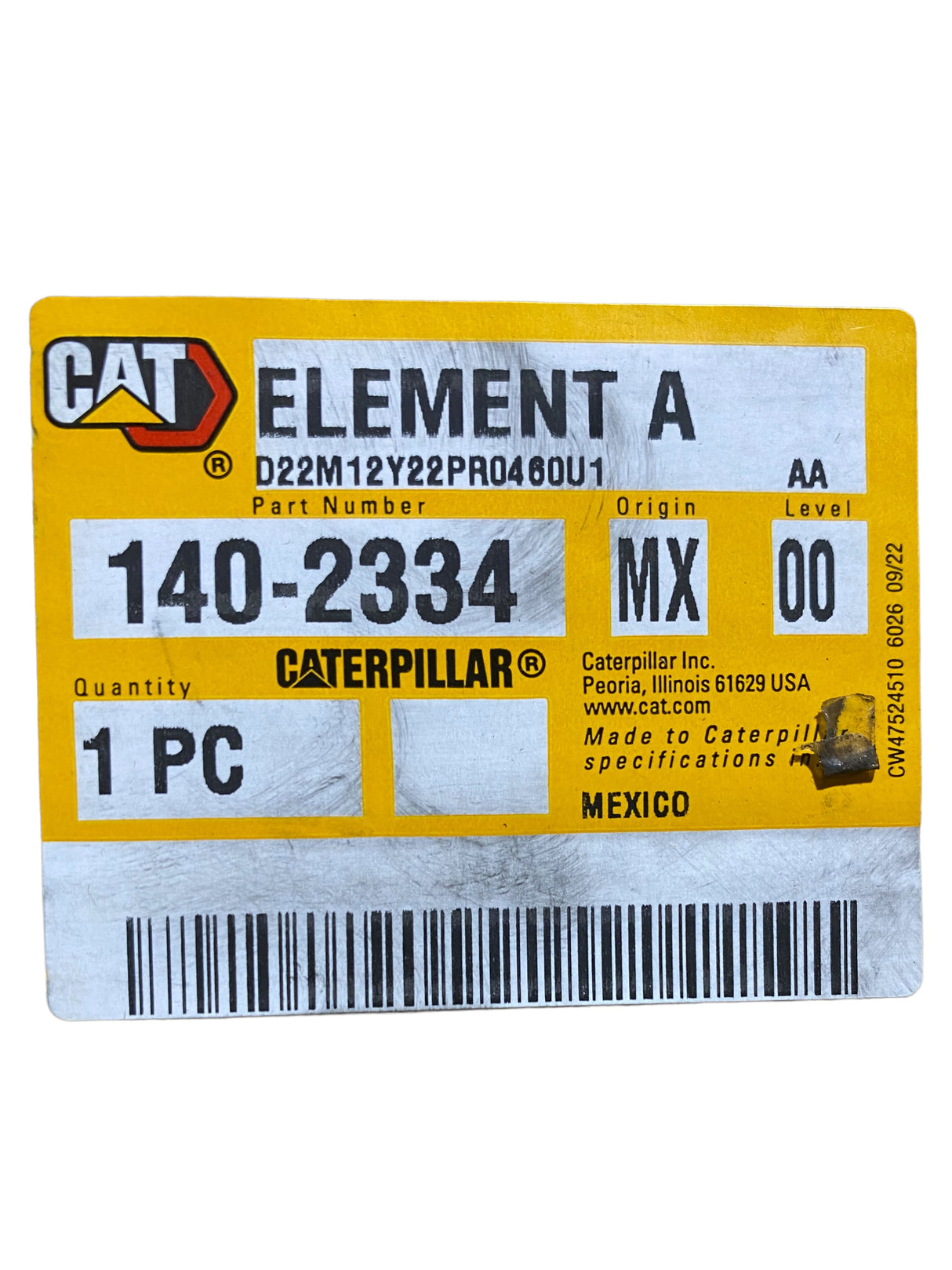 Caterpillar, 140-2334, Element Secondary - Freeman Liquidators