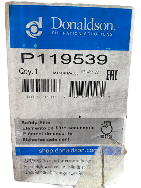 Donaldson, P119539, Air Filter, Safety - Freeman Liquidators