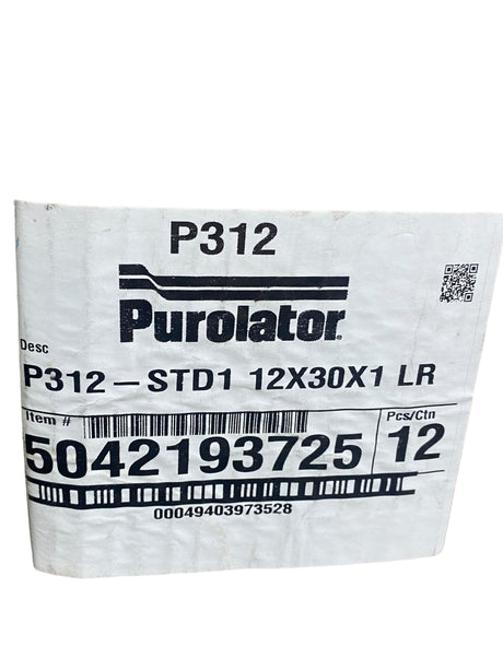 Purolator, 5042193725, P312 Basic Efficiency, Standard Poly-Fiber Filters, 12x30x1 - Freeman Liquidators