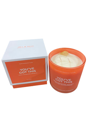 You’ve Got This, Crystal, Manifestation, Candle, Honeysuckle, Bergamot, Citrine, 14oz - Freeman Liquidators