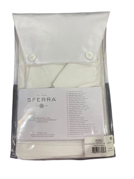 Sferra, Grande, Hotel, Pillowcases, Standard, Pair, (White/White) - Freeman Liquidators