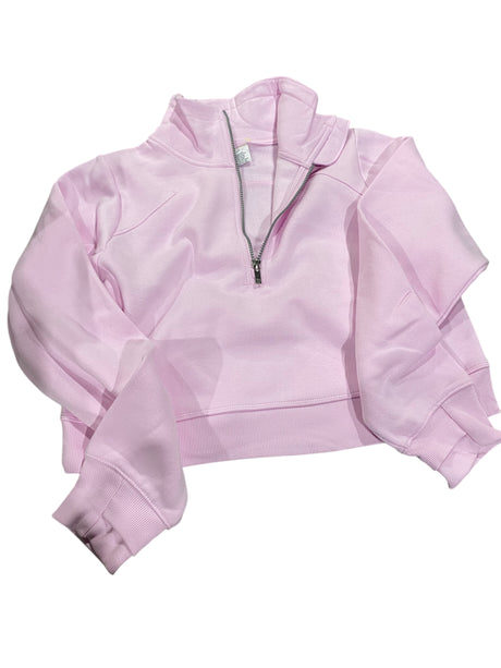 Women's, All In Motion, Fleece, Half Zip, Pullover, Sweatshirt, Light Pink