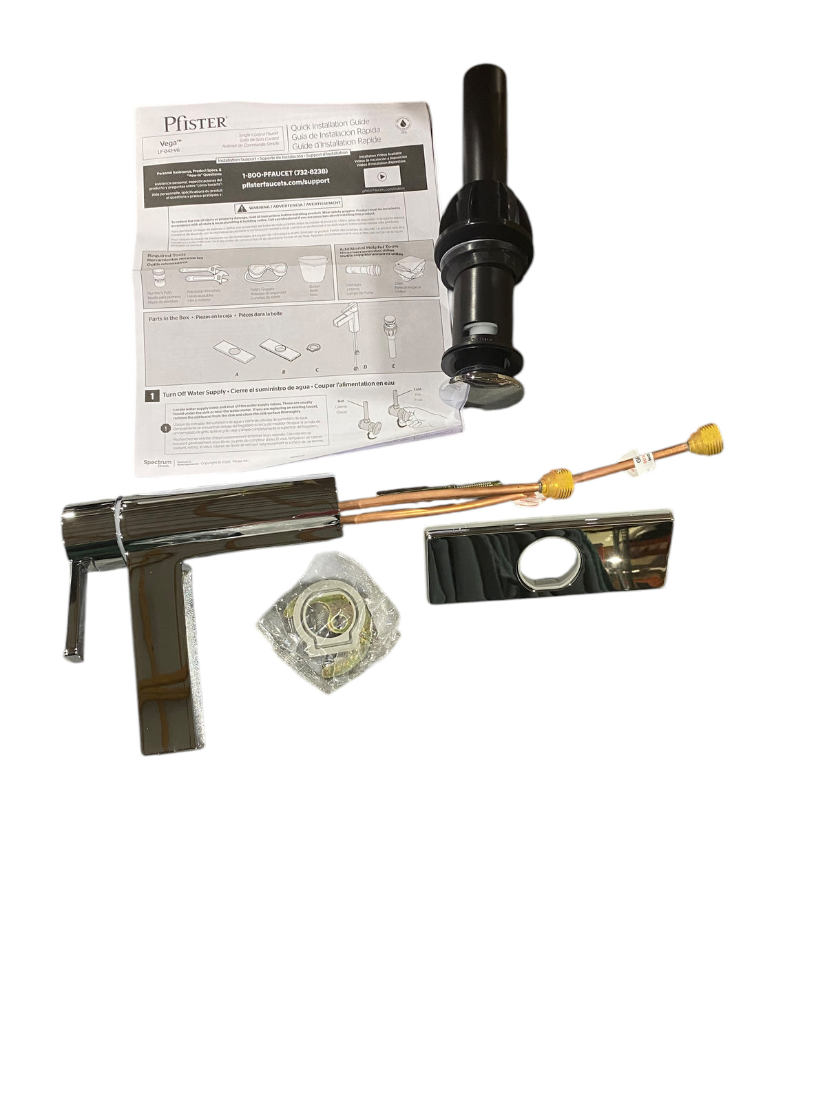 Pfister, LF-042-VGCC, Vega, Single, Control, 4 Inch, Centerset, Bathroom, Faucet, Polished Chrome, Water-Efficient Model - Freeman Liquidators