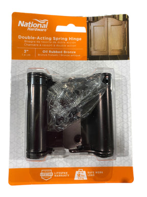 National Hardware, 3",  Oil, Rubbed, Bronze, Double, Active, Spring, Hinge, N100-052 - Freeman Liquidators