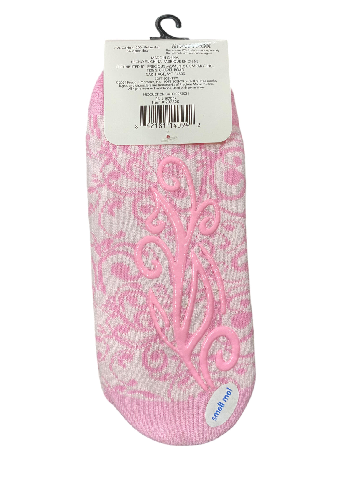Precious Moments, Anti-Slip, Ballet, Filigree Pattern, Rose, Scented, Socks - Freeman Liquidators