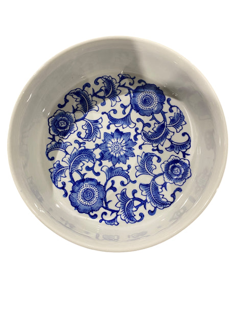 Creative Co-Op, Large, Stoneware, 9", Pet, Bowl, Design, Blue/White, 8 Cup, 64oz. - Freeman Liquidators
