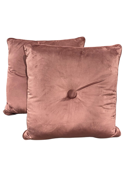 Heaton & Parke, Decorative, Throw Pillows, Pink, Velvet, Gold Bow, 20x20, Set of 2 - Freeman Liquidators - [product_description] - Pillows