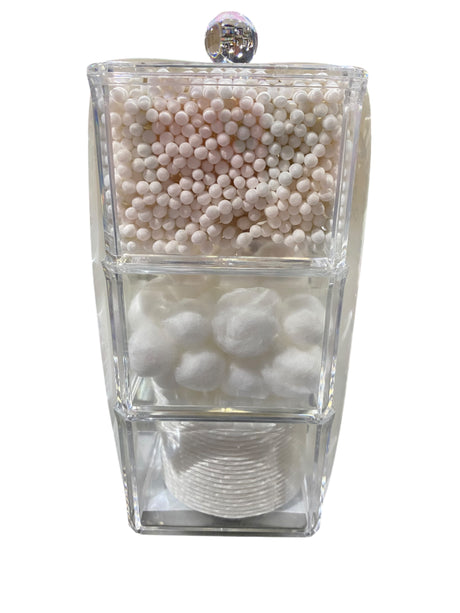 Precision Beauty, Filled, Plastic, Organizer, Cotton Swabs, Cotton Balls, Cotton Pads - Freeman Liquidators - [product_description] - COTTON ORGANIZER