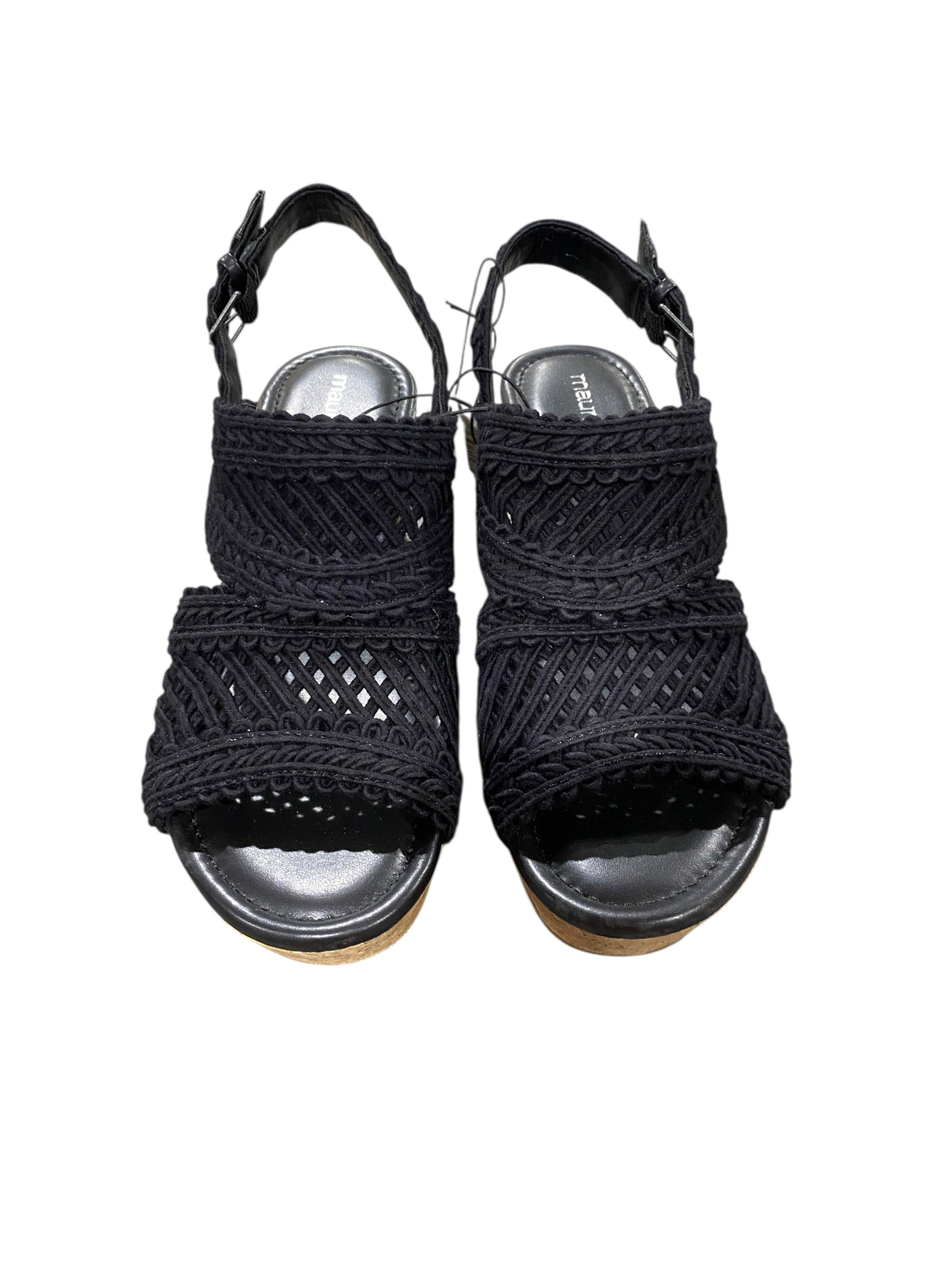 Maurices, SuperCush, Charlotte, Crochet, Cork Wedge, Black - Freeman Liquidators - [product_description] - Women's Shoes