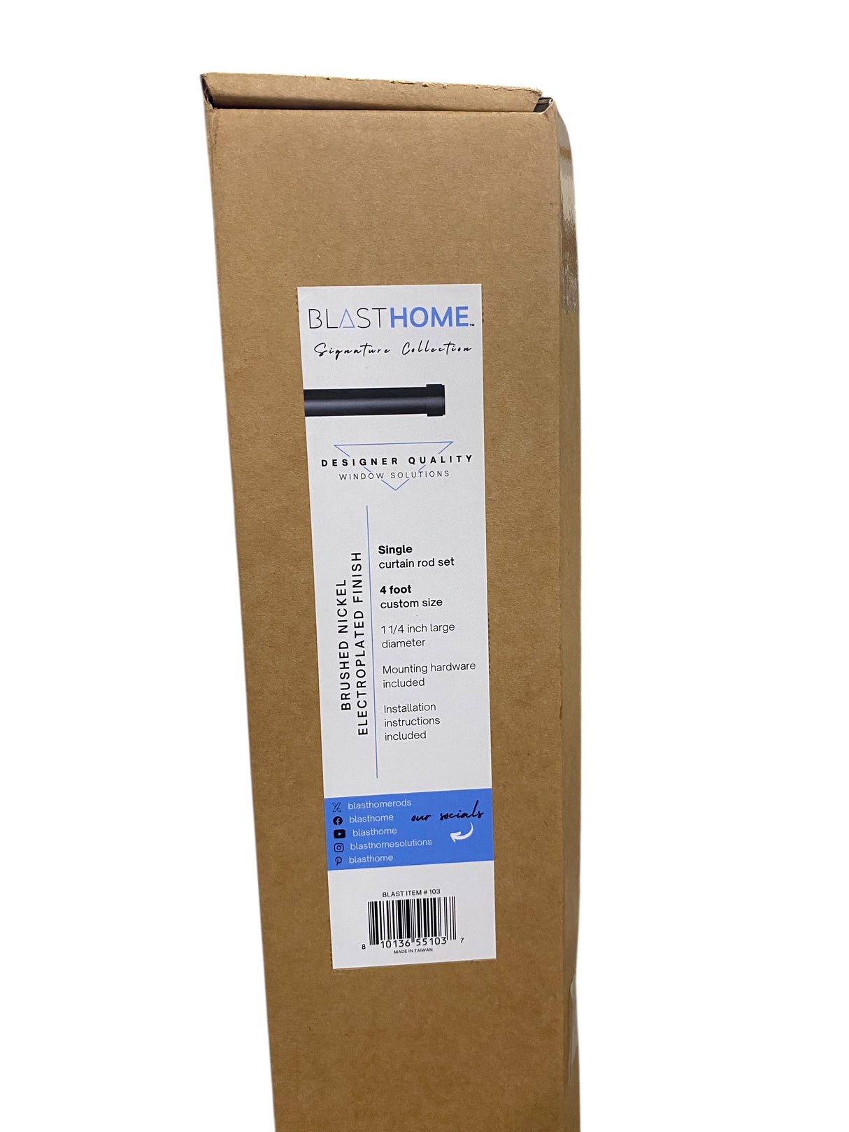 BlastHome, 4 ft, Custom Curtain Rod, 1 1/4" Diameter, Brushed Nickel - Freeman Liquidators - [product_description] - curtain rod