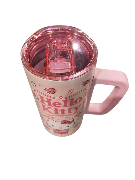 Hello Kitty, Double Wall, Stainless Steel, Coffee Mug, Travel Handle, 15oz - Freeman Liquidators - [product_description] - Coffee Mug