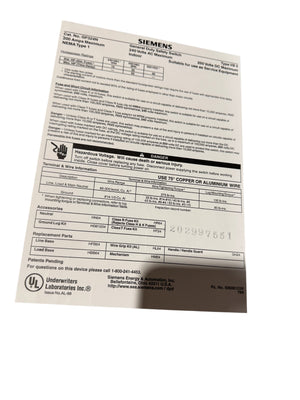 Siemens GF324N 200A 240V 3P Non-Fusible Safety Switch – NEMA 3R Outdoor Disconnect - Freeman Liquidators - [product_description] - Fuse & Safety Switches