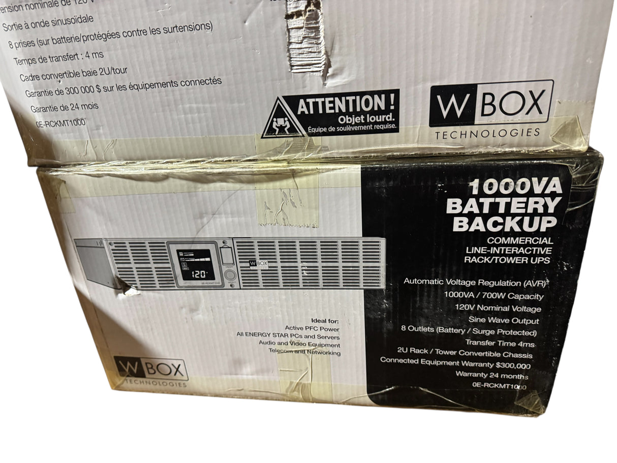 WBOX Technologies, 0E-RCKMT1000, 1000VA/700W, Interactive Rackmount UPS