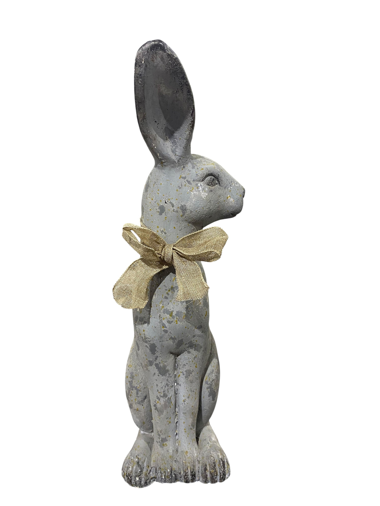 Weathered, Realistic, Resin, Rabbit, Statue, Burlap Bow, 24"