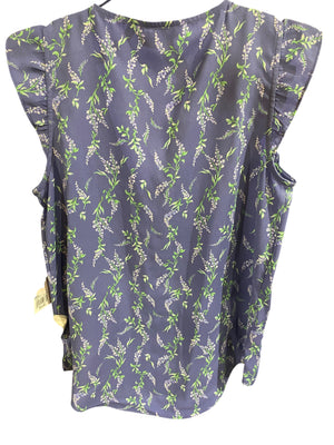 Lauren Conrad, Women's, Ruffle Shoulder, V-Neck Tank, Blue Wisteria - Freeman Liquidators - [product_description] - Women's Clothing