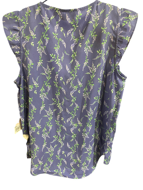 Lauren Conrad, Women's, Ruffle Shoulder, V-Neck Tank, Blue Wisteria - Freeman Liquidators - [product_description] - Women's Clothing