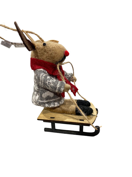 Pottery Barn, Sledding Moose Ornament - Holiday Ornament - Freeman Liquidators - [product_description]