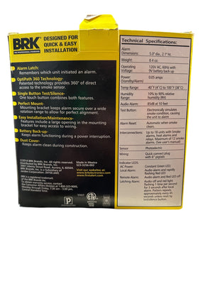 First Alert First Alert BRK 7010B Hardwired Photoelectric Smoke Alarm with Battery Backup  White - Image 2