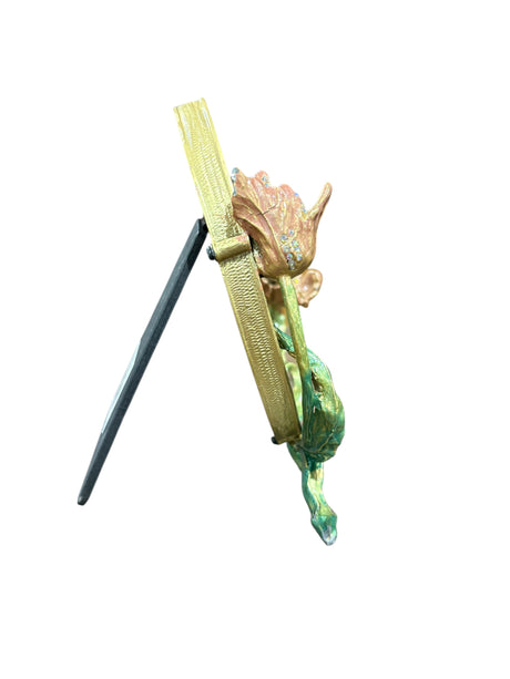 Creative Co Op, Enameled, Metal, Photo Frame, 3D Flowers, Jewels, Multicolor