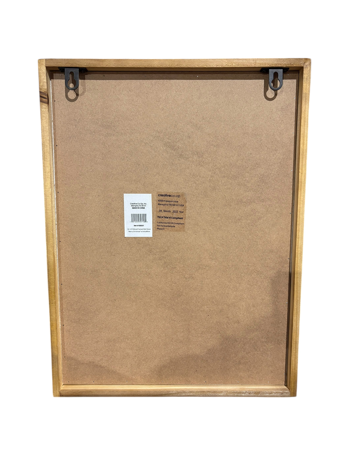 Creative Co Op, Wood Framed, Merry Christmas, Wall Décor, Holly, Bow - Christmas Decor - Freeman Liquidators - [product_description]