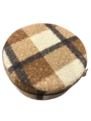 Creative Co Op, Faux, Sherpa, Upholstered, Stool, Pine Wood Feet