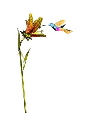 Regal Art, Hummingbird, Flower Stake, Purple Cornet, 44" - Lawn Decor - Freeman Liquidators - [product_description]