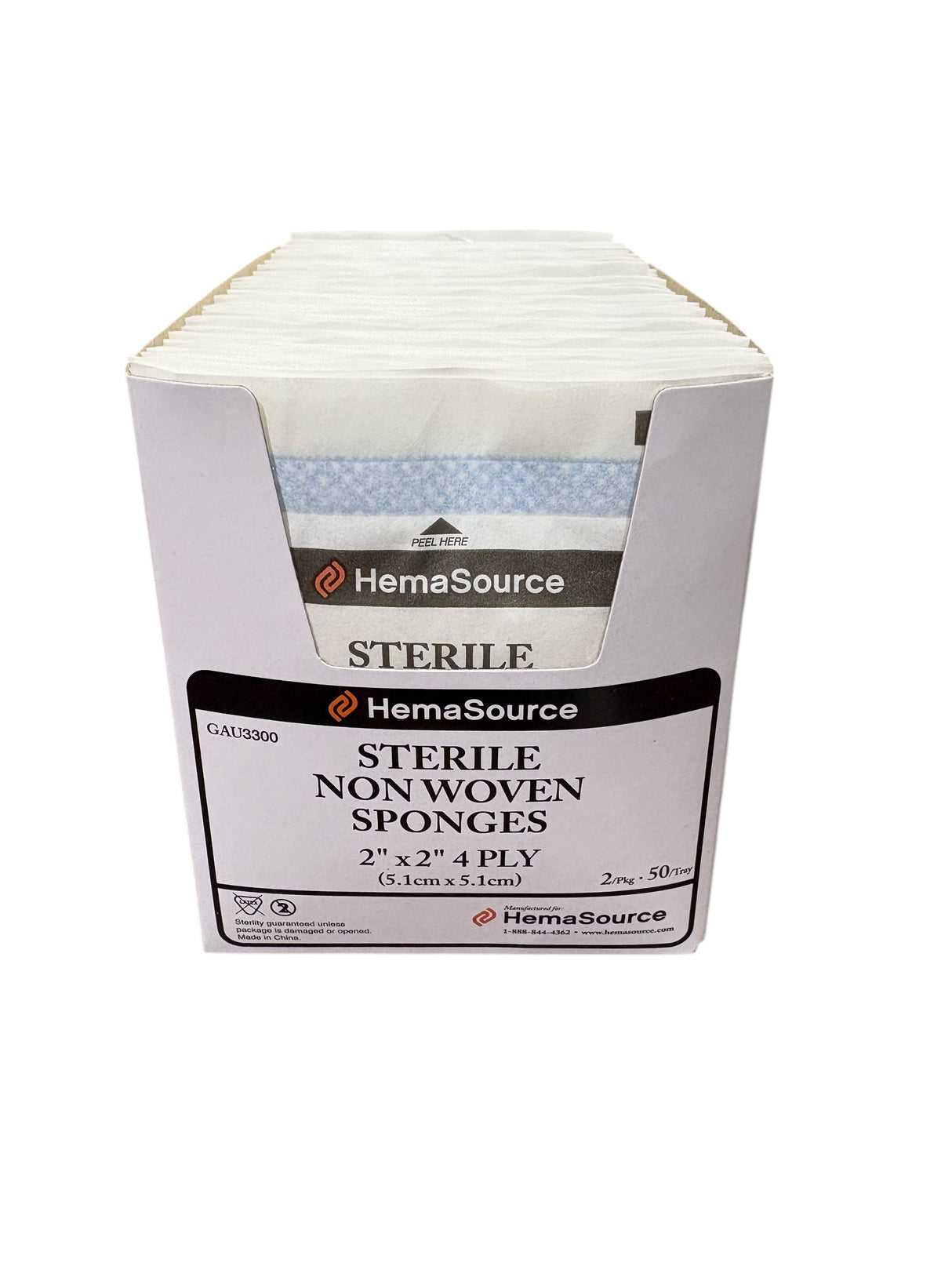 HemaSource, GAU3300, 2"x2", 4 Ply, Sterile, Non Woven, Sponges, Case of 1500 - medical - Freeman Liquidators - [product_description]