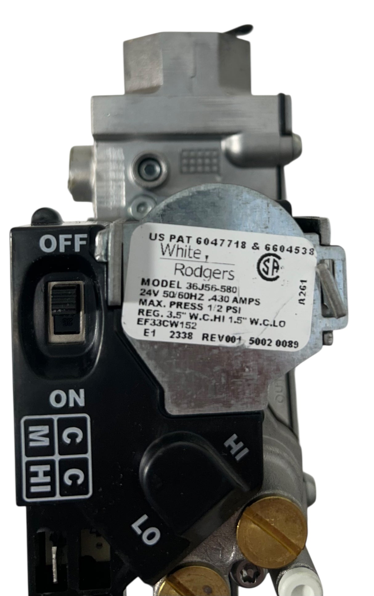 White-Rodgers 36J56-580 Furnace Gas Valve and Rail - Image 2