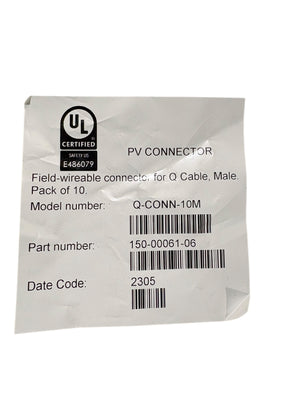 Enphase, Q-CONN-10M, Field Wireable, Male connector, Q-Cable, 10 Pack