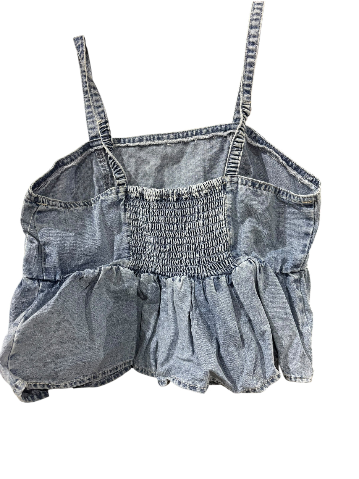 Celebrity Pink, Women's, Light Wash, Denim, Babydoll, Peplum Top, Large