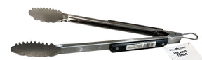 CAVE TOOLS- 17” LONG HANDLE STAINLESS STEEL GRILL TONGS W/LOCKING BRACKET - Image 1
