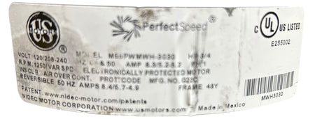 US MOTORS- MODEL M55PWMWH-3030 - Image 2