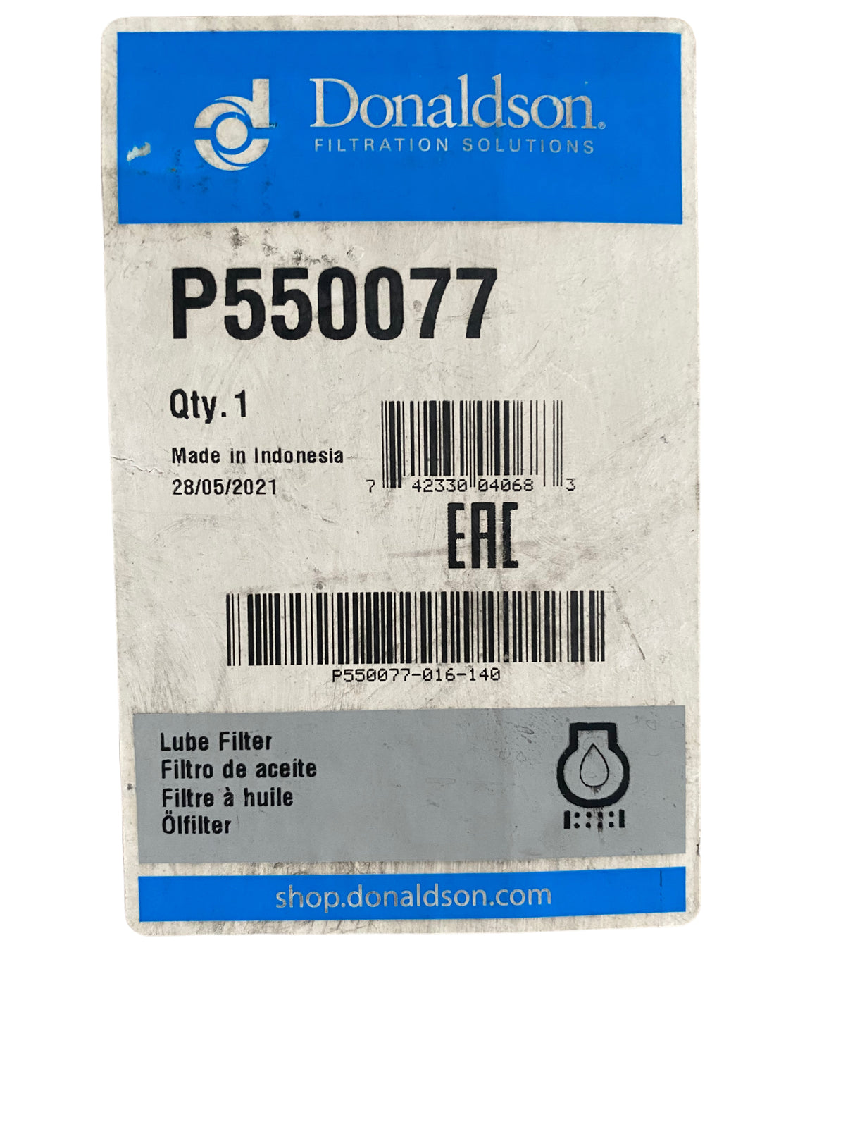 Donaldson, P550077, Lube Filter Cartridge - FreemanLiquidators - [product_description]