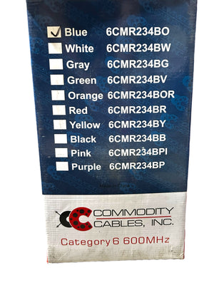 Blue, Cat6 Cable, 23AWG, 4-Pair, 600MHz, PVC, 1000', 6CMR234B0 - Freeman Liquidators