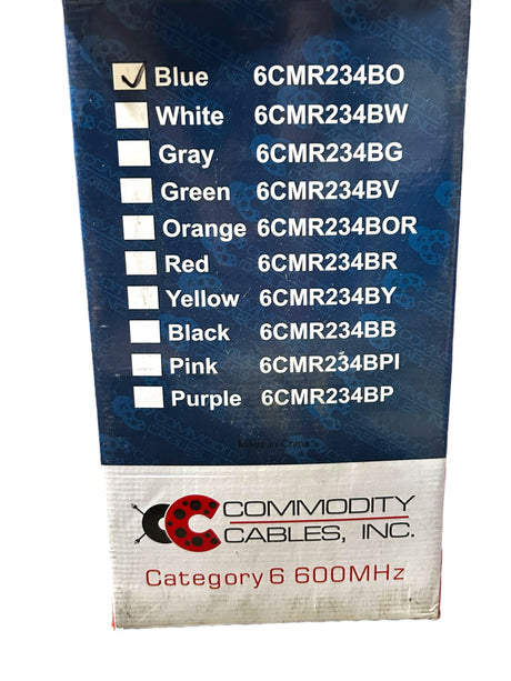 Blue, Cat6 Cable, 23AWG, 4-Pair, 600MHz, PVC, 1000', 6CMR234B0 - Freeman Liquidators