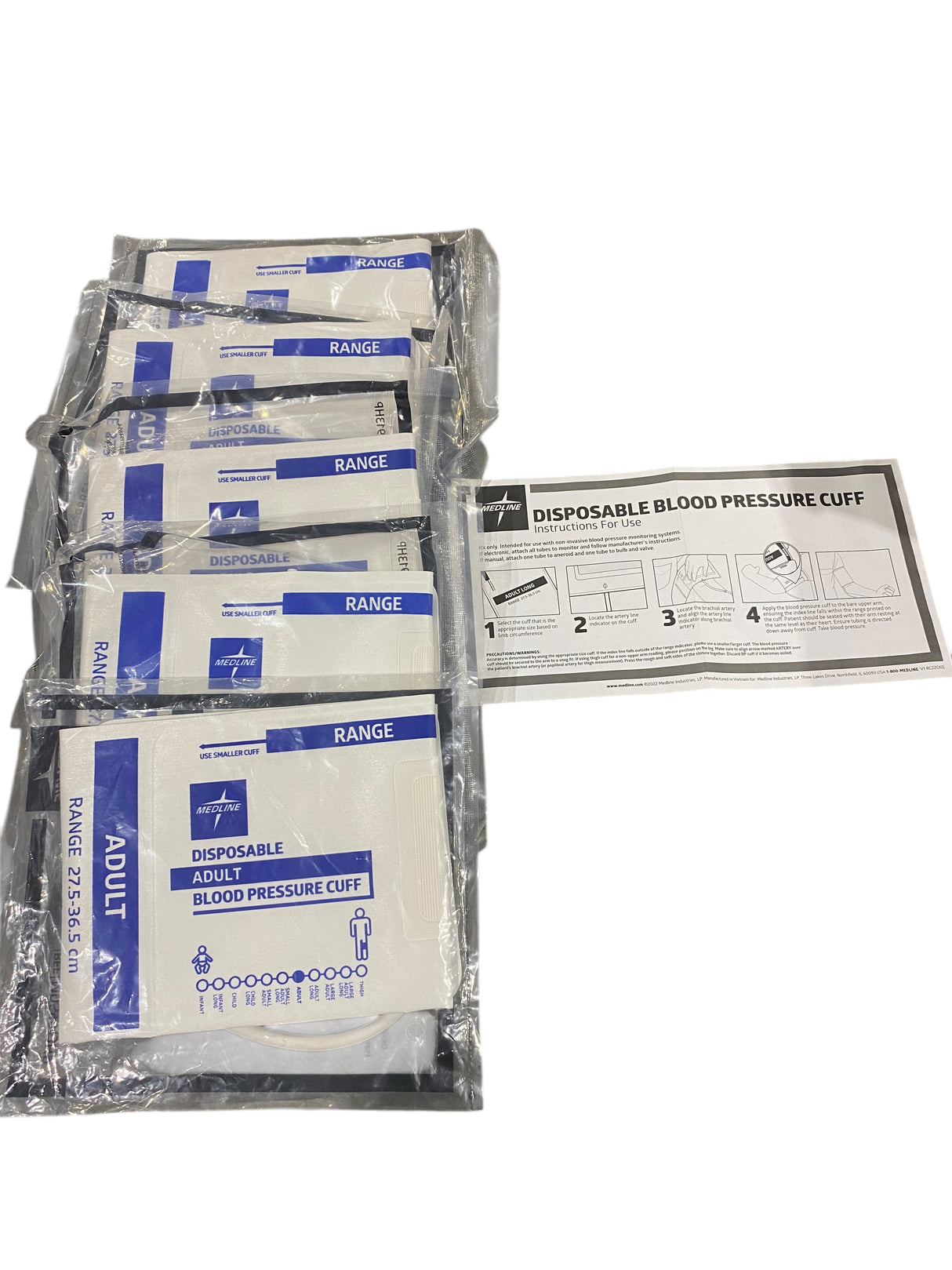 Medline, Single, Tube, Adult, Large, Blood, Pressure, Cuffs, Marquette, Connector, 5 Pack, MDS9913HP - Freeman Liquidators