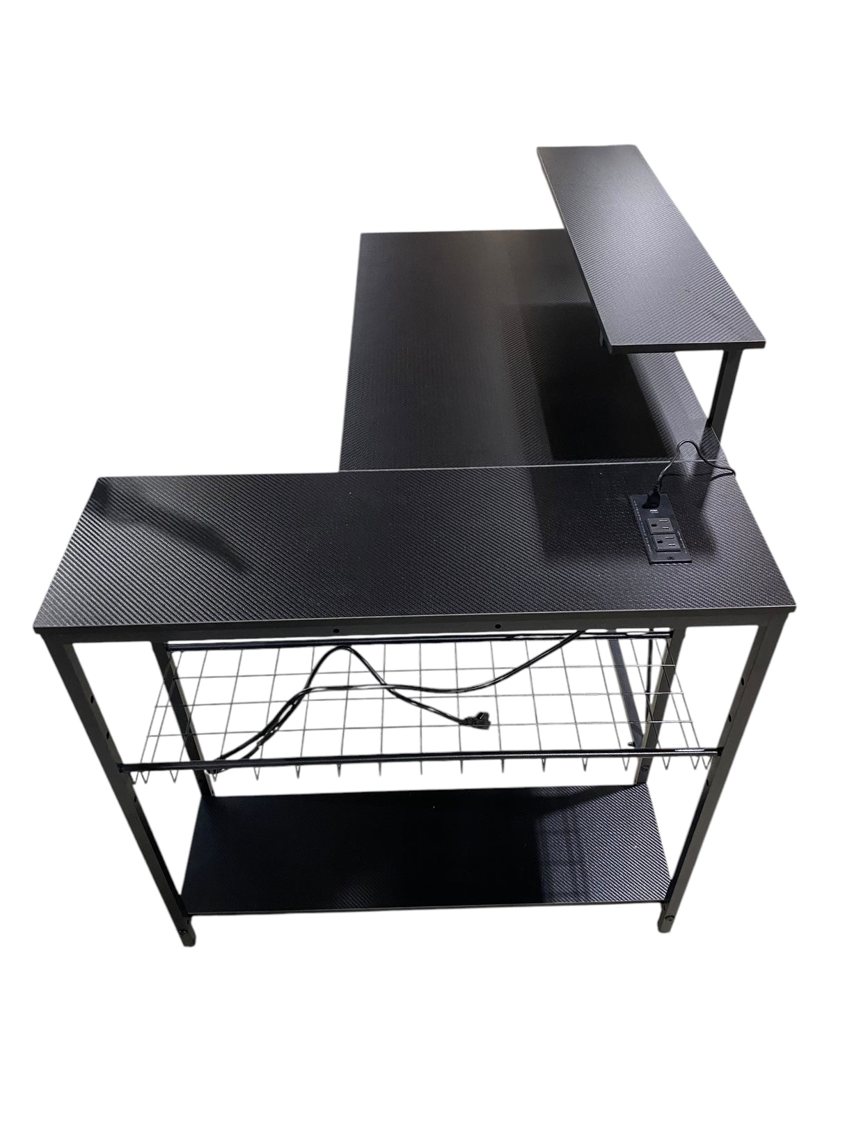 Gaming Desk, Power Outlets, 42", L-Shaped, LED Lights, Black, In Store Pickup Only - Freeman Liquidators