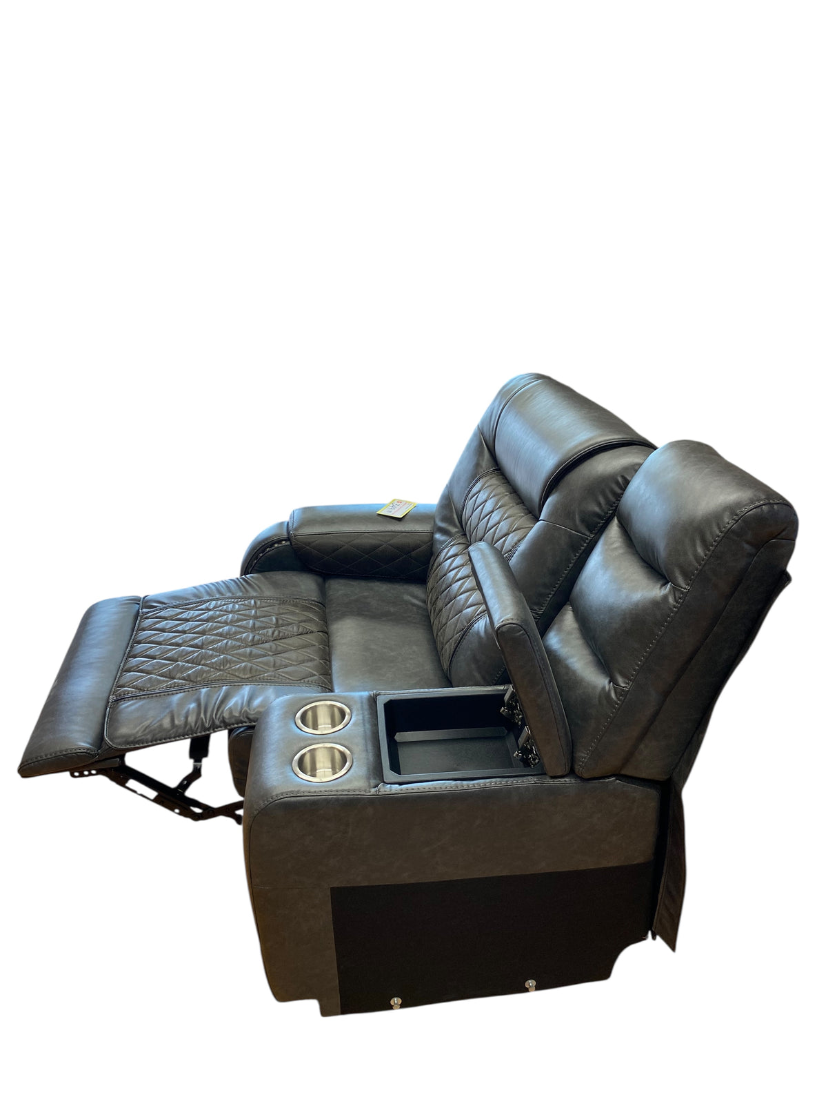 Sectional Recliner, Console, Grey, Leather, IN STORE PICKUP ONLY - Freeman Liquidators - [product_description] - FURNITURE
