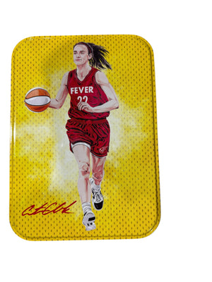 WNBA, Caitlin Clark, Collectible Tin, Empty, NO CARDS, Red/Yellow