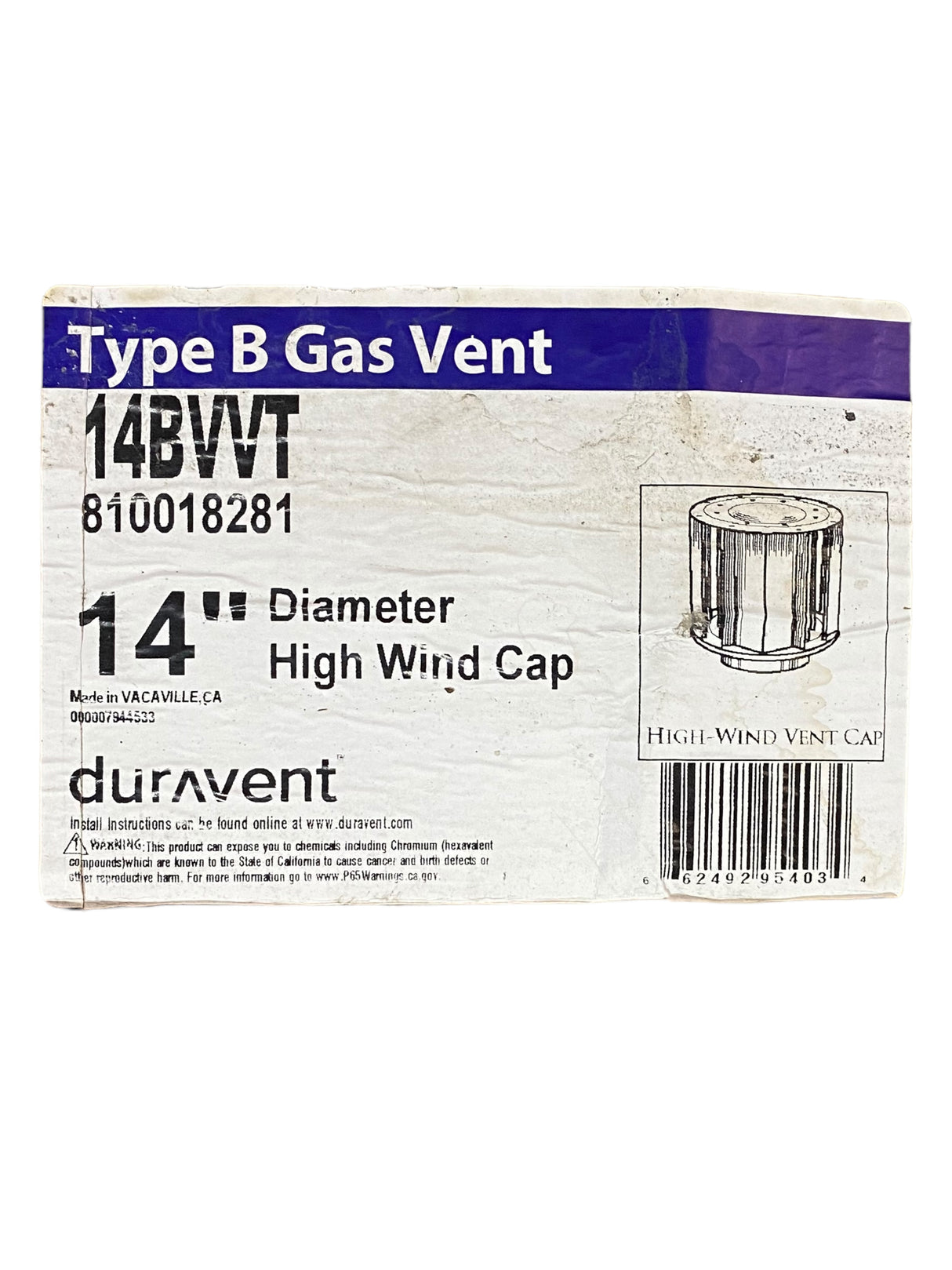 DuraVent, 14BVVT, 14", High-Wind, Vertical Termination Cap - Freeman Liquidators