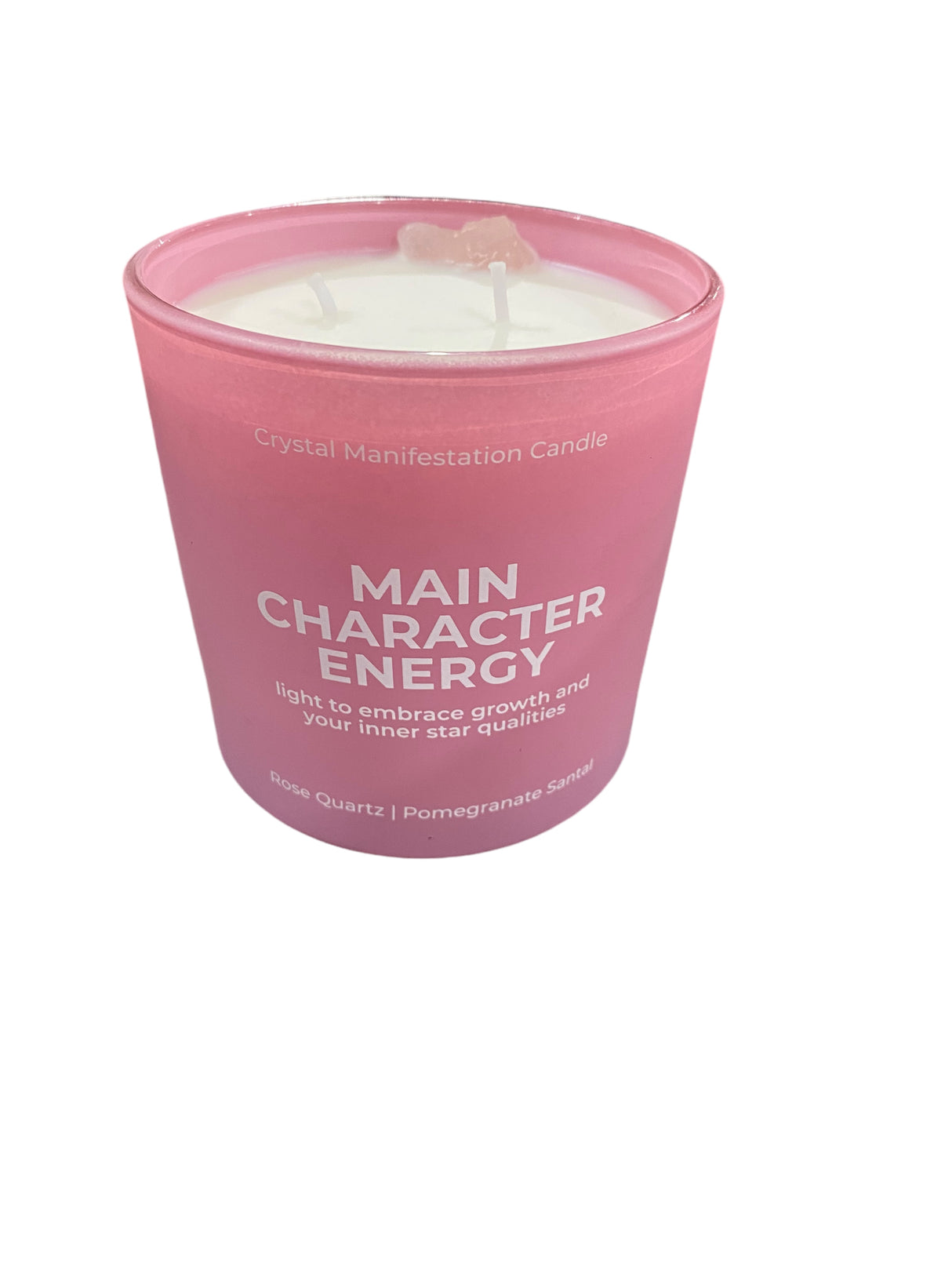 Main Character Energy, Crystal, Manifestation, Candle, Pomegranate, Santal, Rose Quartz, 14oz - Freeman Liquidators