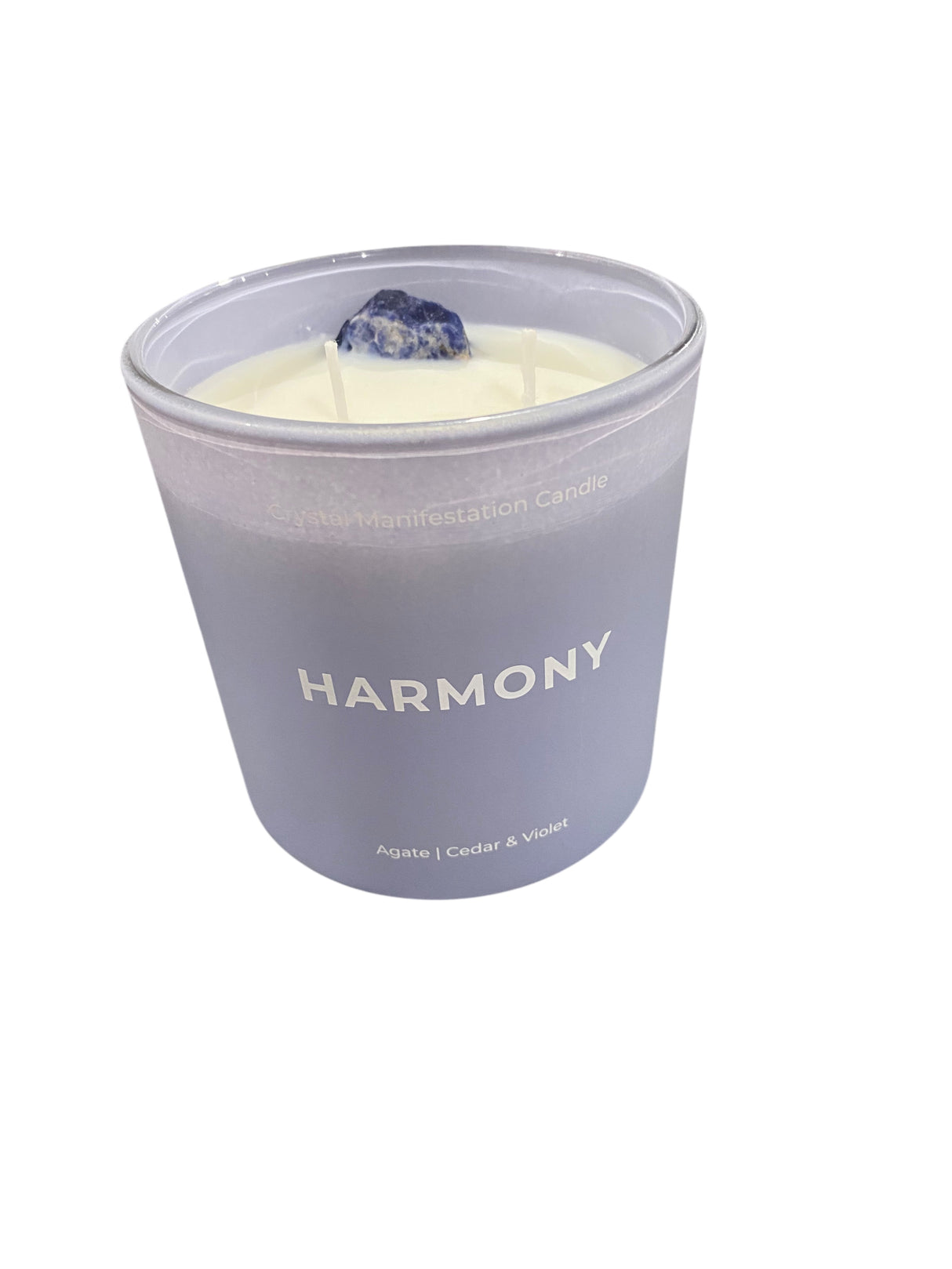 Harmony, Manifestation, Candle, Cedar, Violet, Scented, Agate, Crystal, 14oz - Freeman Liquidators