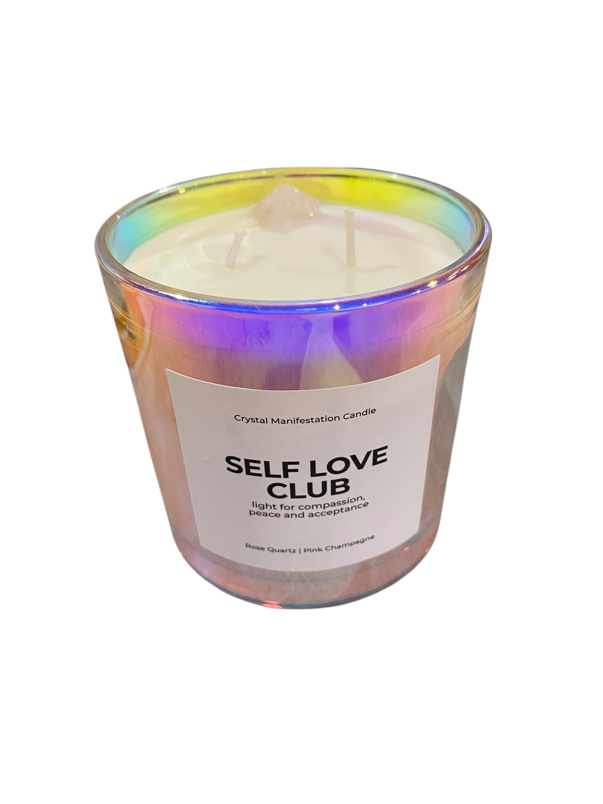 Self Love Club, Crystal, Manifestation, Candle, Pink Champagne, Rose Quartz, 14oz - Freeman Liquidators