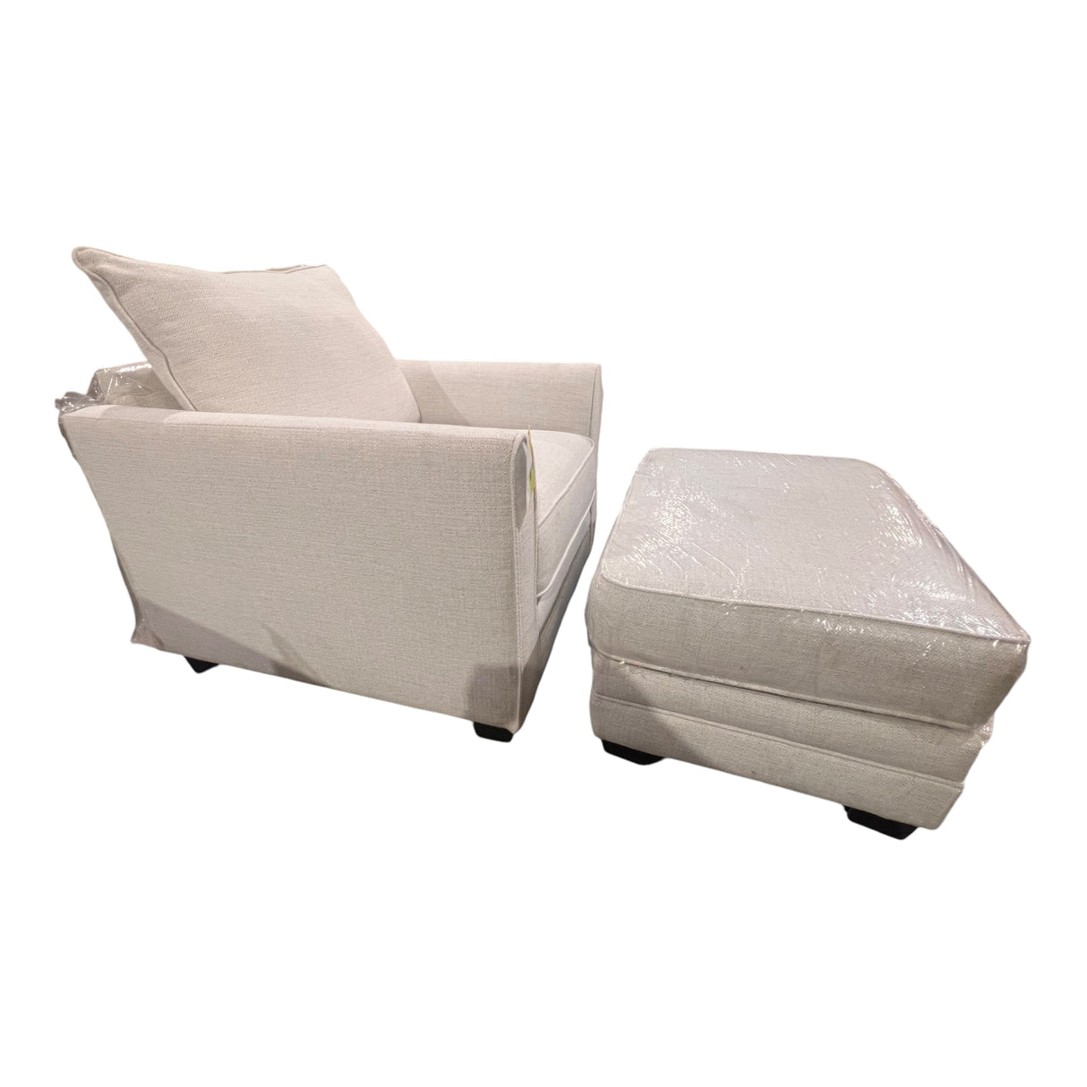 White Cloth, Chair + Ottoman Set, In-Store Pickup Only - Freeman Liquidators