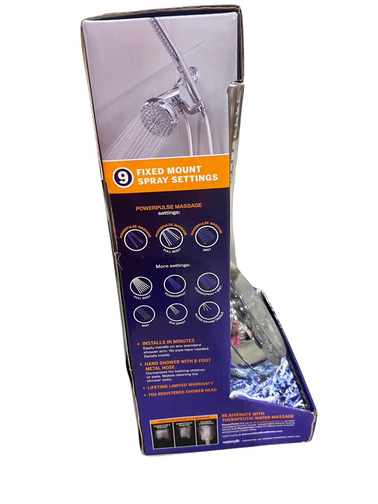 Waterpik, HairWand, Spa, System, Dual, Showerhead, Handheld, Wand, PowerPulse, Massage, Chrome - Freeman Liquidators